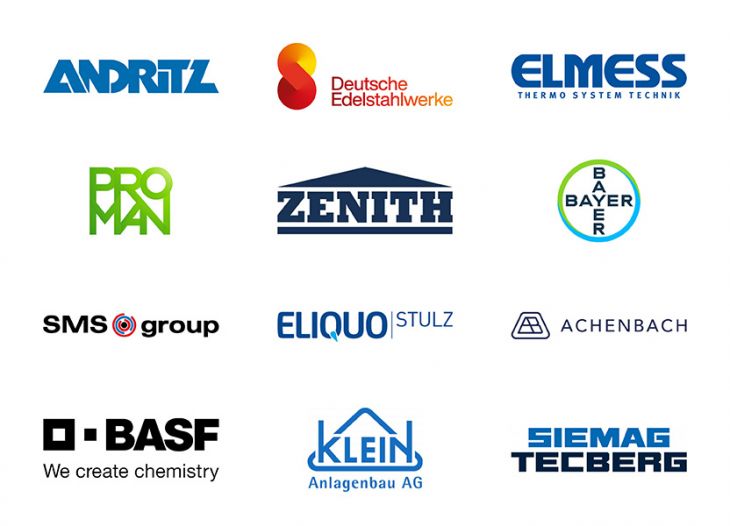 Ausgewählte Referenzen – Kunden, die auf unsere ASME-Kompetenz vertrauen Logos unserer Referenzkunden aus Anlagenbau, Behälterbau und Industrie – Vertrauen durch geprüfte Schweißtechnik nach ASME
